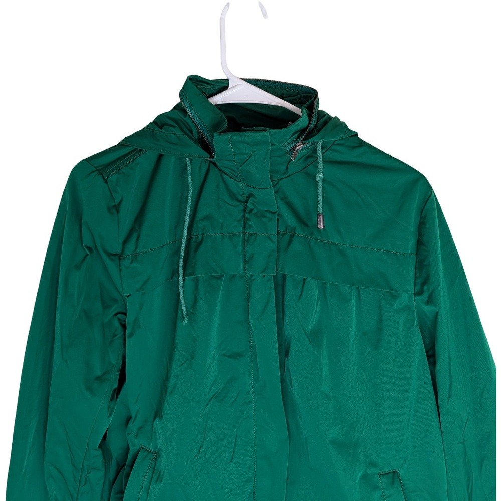 Liz Claiborne Windbreaker Womens Small Green Hooded Full Zip Mesh Lined Jacket - Picture 3 of 16